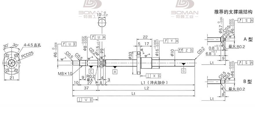 KURODA DP1002JS-HDNR-0320B-C3F 黑田丝杆替换尺寸图片大全